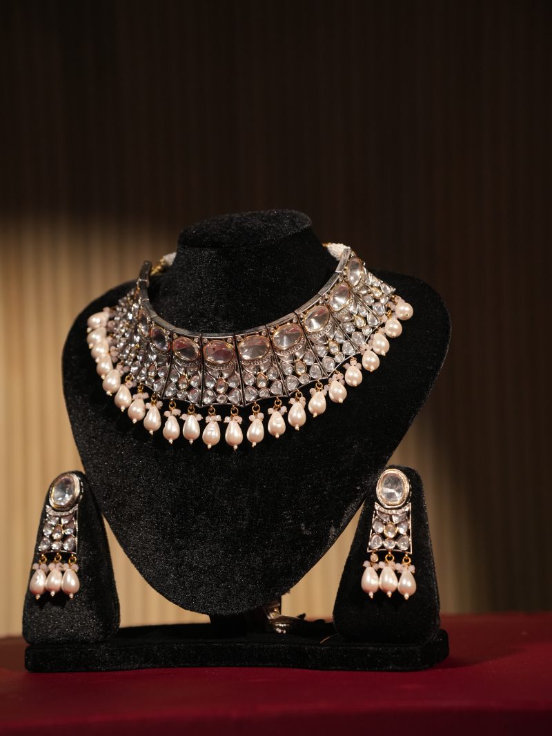 Pearl & Diamond Stone Kundan Neck Set