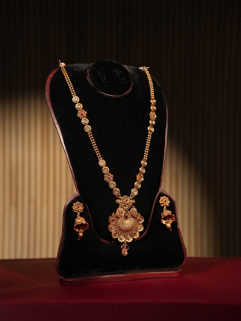 Joypuri Ruby and Kundan Stone Long Sitahar Set