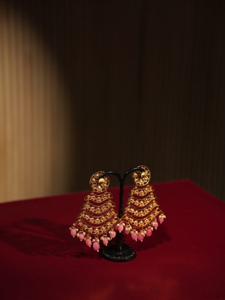 Golden Ruby Party Wear Ear Ring