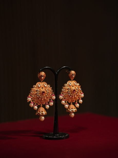 Kundan Ruby Work Party Wear Ear Ring