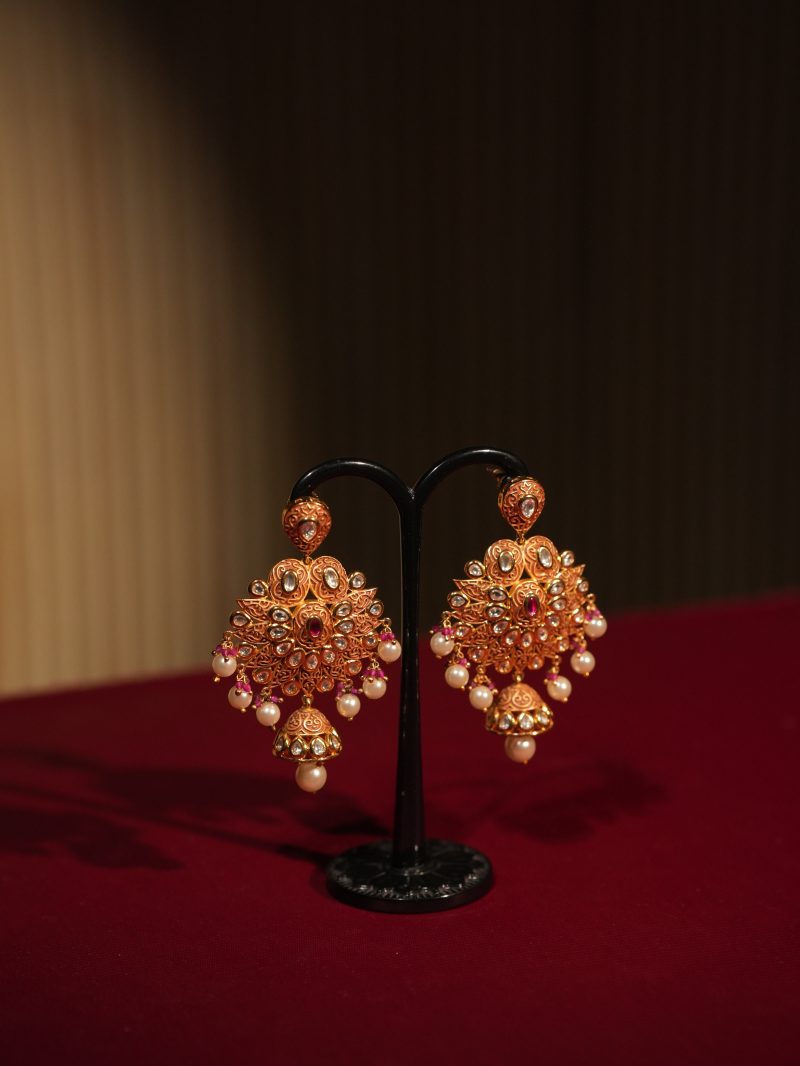 Kundan Ruby Work Party Wear Ear Ring