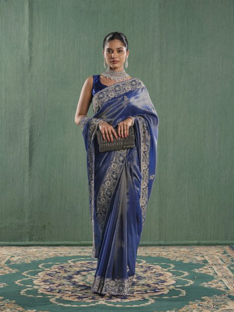 Glamorous Looking Shimmer Silk Party Wear Saree