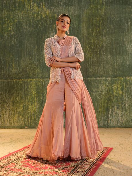 Party Wear Gorgeous Pink Color Silk Gharara